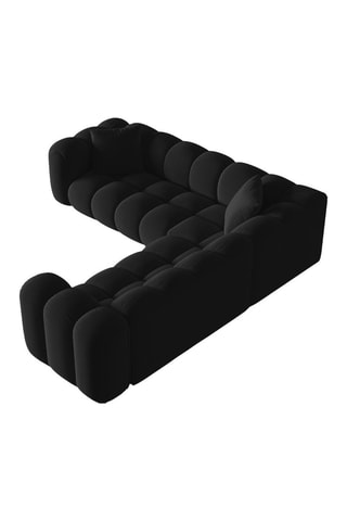 Canapé d'angle symétrique modulable Elise - Noir - 5 places - En tissu velours