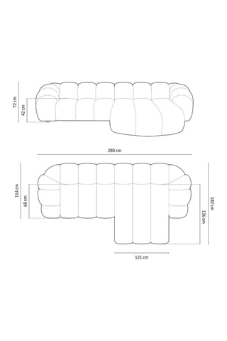 Canapé d’angle droit Lyna - Vert - 4 places - En tissu velours