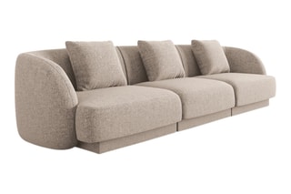 Canapé modulable Galatica - Beige - 3 places - En tissu chenille