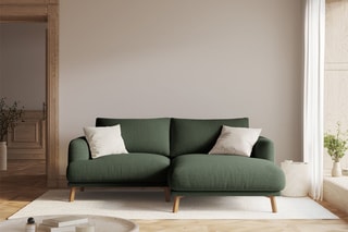 Canapé d’angle droit Margot - Vert foncé - 3 places - En tissu structurel