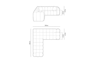 Canapé d'angle symétrique modulable Elise - Beige - 5 places - En tissu chenille