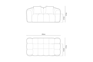 Canapé Elise - Bleu roi - 2 places - En tissu chenille