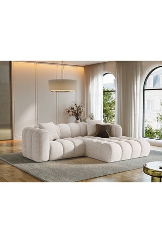 Canapé d’angle droit modulaire Arden - Beige clair - 3 places - Tissu chenille
