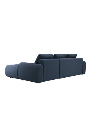 Canapé d'angle droit convertible Simona - Bleu marine - 3 places - En polyester