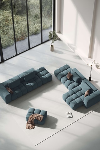 Canapé d'angle gauche - Bleu - 4 places - En tissu texturé