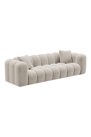 Canapé convertible Astro - Ecru - 4 places - En tissu velours - Couchage 253 x 102 cm