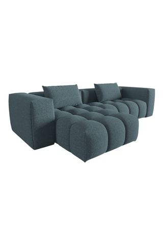 Canapé d'angle gauche Lorella - Bleu pétrole - 3 places - En tissu structuré