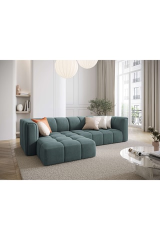 Canapé d'angle gauche Adams - Vert - 3 places - En tissu chenille