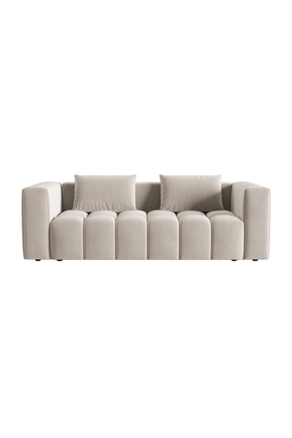 Canapé convertible Lorella - Ecru - 3 places - En tissu velours