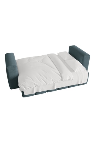 Canapé convertible Lorella - Bleu pétrole - 3 places - En tissu structuré