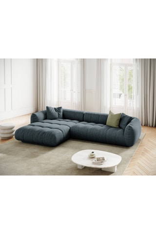 Canapé d'angle gauche Julia - Bleu pétrole - 3 places - En tissu texturé