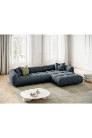 Canapé d'angle droit Julia - Bleu pétrole - 3 places - En tissu structuré