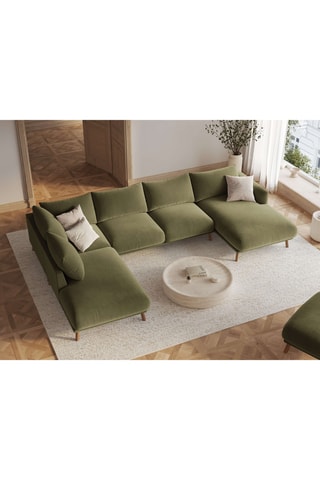 Pouf Margot - Vert olive - En tissu velours