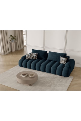 Canapé convertible Simona - Bleu foncé - 4 places - En tissu velours