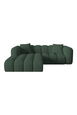 Canapé d'angle gauche Elise - Vert foncé - 3 places - En tissu texturé et chenille