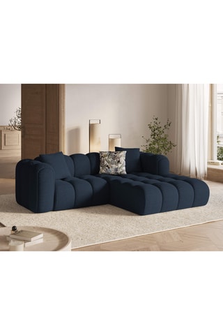 Canapé d'angle droit Elise - Bleu foncé - 3 places - En tissu chenille