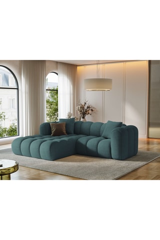 Canapé d'angle gauche Arden - Bleu canard - 3 places - En tissu chenille