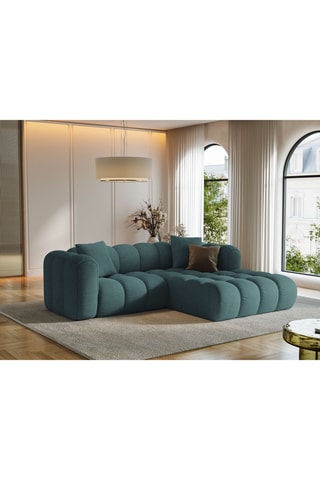 Canapé d'angle droit Arden - Bleu canard - 3 places - En tissu structuré chenille