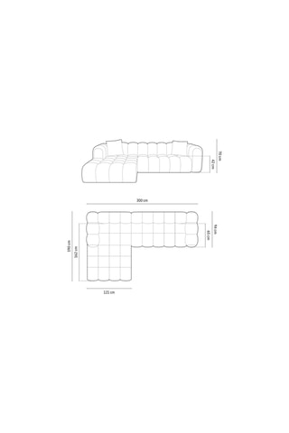 Canapé d'angle gauche Astro - Beige - 3 places - En tissu texturé et tissu chenille moly