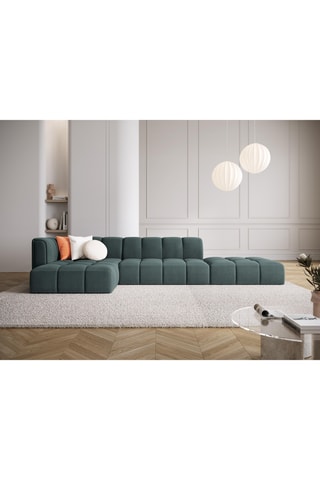 Canapé d'angle gauche Adams - Vert - 5 places - En tissu chenille