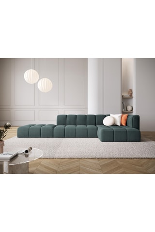 Canapé d'angle droit Adams - Vert - 5 places - En tissu chenille