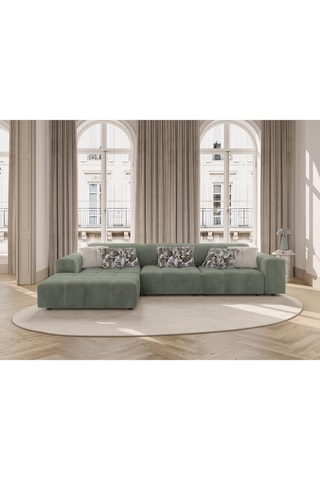 Canapé d'angle gauche Luc - Vert olive - 4 places - En tissu texturé