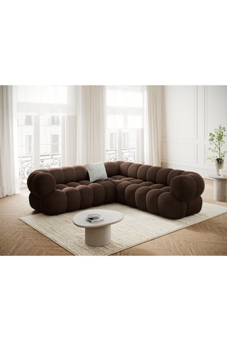 Canapé d'angle droit Maurice - Marron - 5 places - En tissu polyester