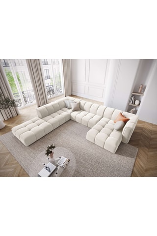 Canapé d'angle gauche panoramique Adams - Ecru - 7 places - En synthétique