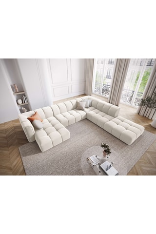 Canapé d'angle droit panoramique Adams - Beige - 7 places - En synthétique