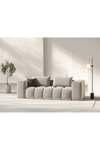 Canapé Lorella - Ecru - 3 places - En tissu velours