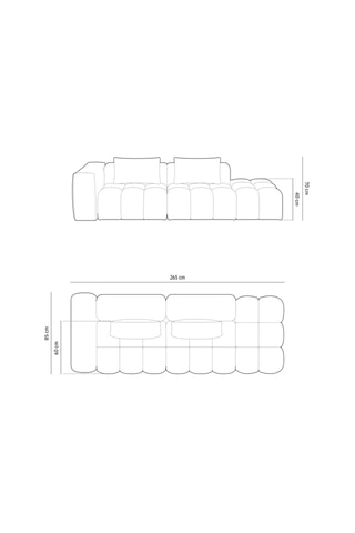 Canapé d'angle droit Lorella - Bleu - 4 places - En tissu texturé