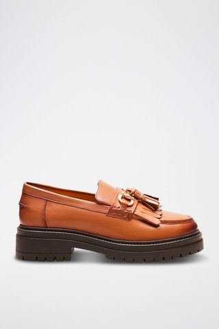 Mocasines de piel con plataforma Fiona  - Camel