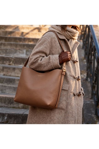 Bolso saco de piel Diane  - Marrón