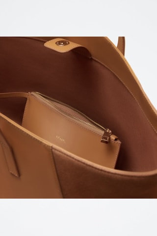 Bolso shopper de piel Lison  - Marrón