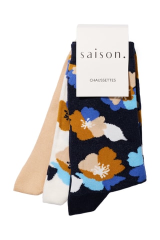 3 pares de calcetines   - Beige, blanco y azul