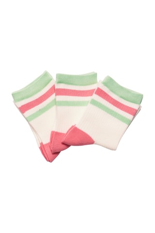 3 pares de calcetines Coffret La sportive chic - Blanco, rosa y verde