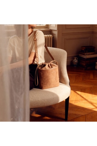 Bolso saco de piel Gwen  - Marrón