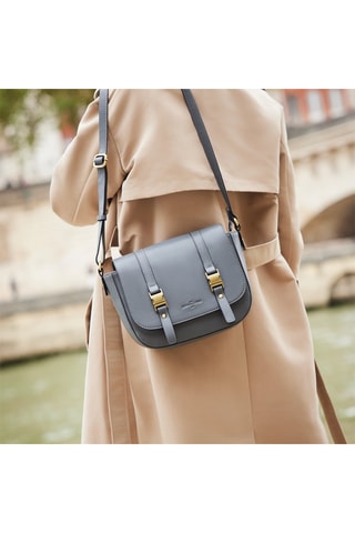 Bandolera de piel Flore  - Gris oscuro