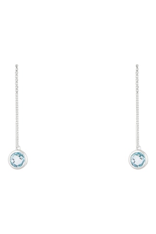 Pendientes Cascade Azul - Oro blanco y topacios