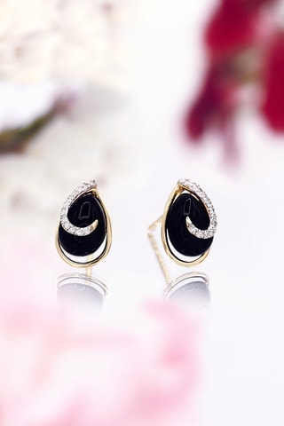 Pendientes Galapagos - Oro amarillo, diamantes y ágatas