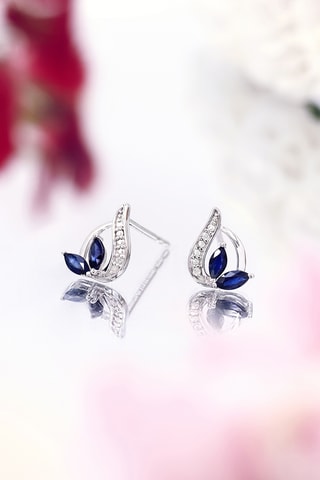 Pendientes Coban - Oro blanco, diamantes y zafiros