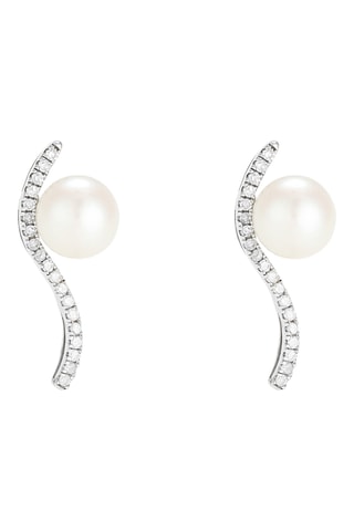 Pendientes Vague Sublime - Oro blanco, diamantes y perlas cultivadas