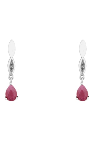 Pendientes Syr-Daria - Oro blanco, diamante y rubí