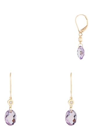 Pendientes Olivia - Oro amarillo, diamante y amatistas