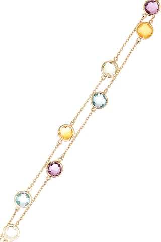 Pulsera Multicolor - Oro amarillo, citrinos, amatistas, topacios y cuarzo