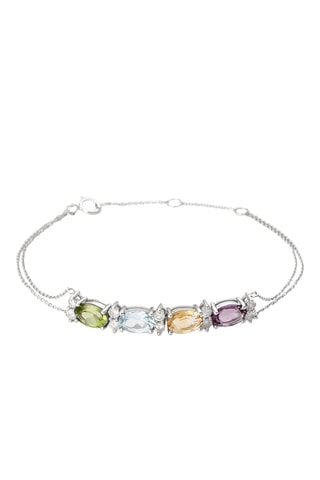 Pulsera Renaissance - Oro blanco, diamantes, peridoto, topacio, citrino y amatista