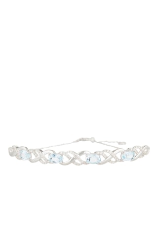 Pulsera Launceston - Oro blanco, diamantes y topacios