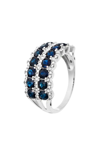 Anillo Salma - Oro blanco, diamantes y zafiros