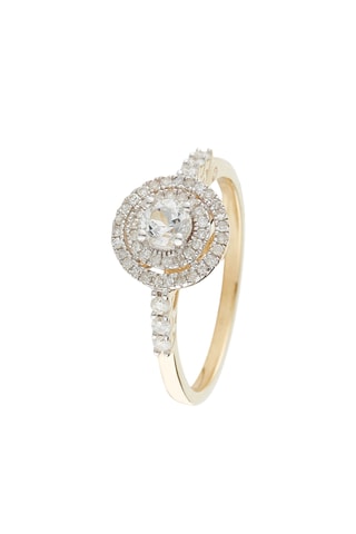 Anillo Nosy - Oro amarillo, diamantes y topacio