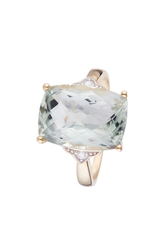 Anillo Green hill - Oro amarillo, cuarzo verde y diamantes